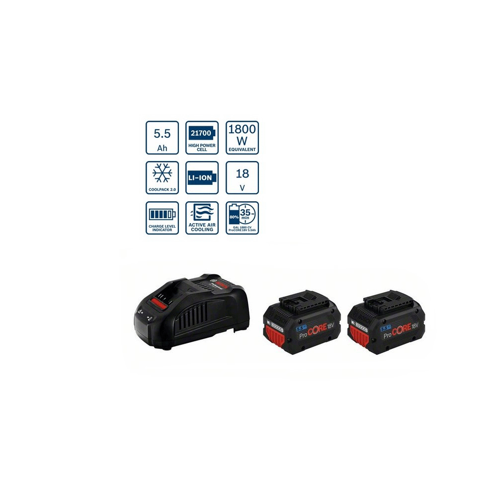 Σετ BOSCH   2 Μπαταρίες  18V 5.5Ah με Φορτιστή