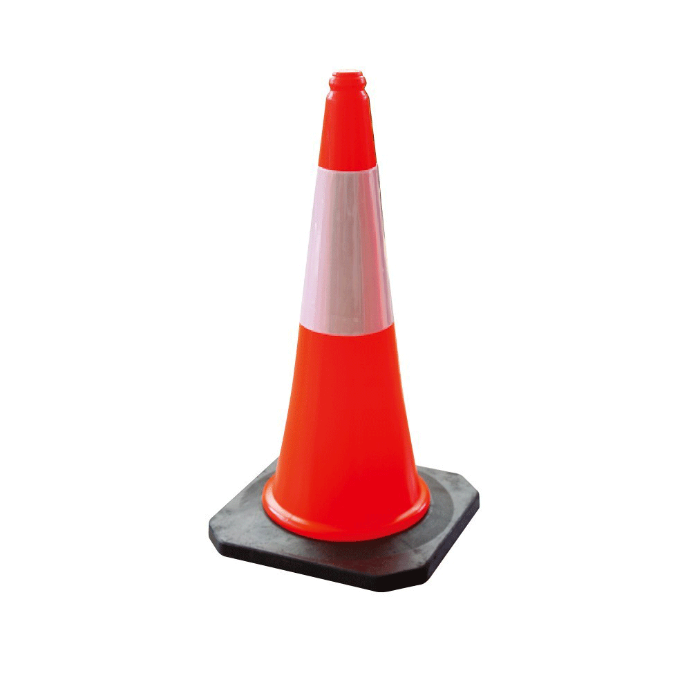 Πλαστικός κώνος σήμανσης 75 cm  με λαστιχένια βάση
