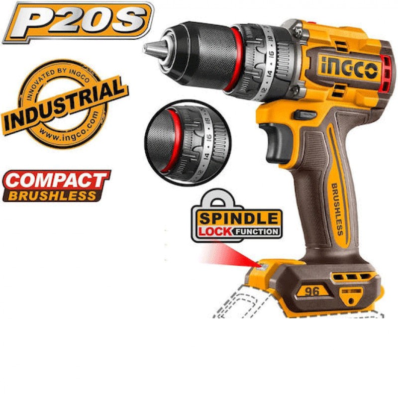 Κρουστικό Δραπαν.INGCO με 2 μπαταρ 20V Li-Ion  96Nm Κωδικός: CIDLI209681