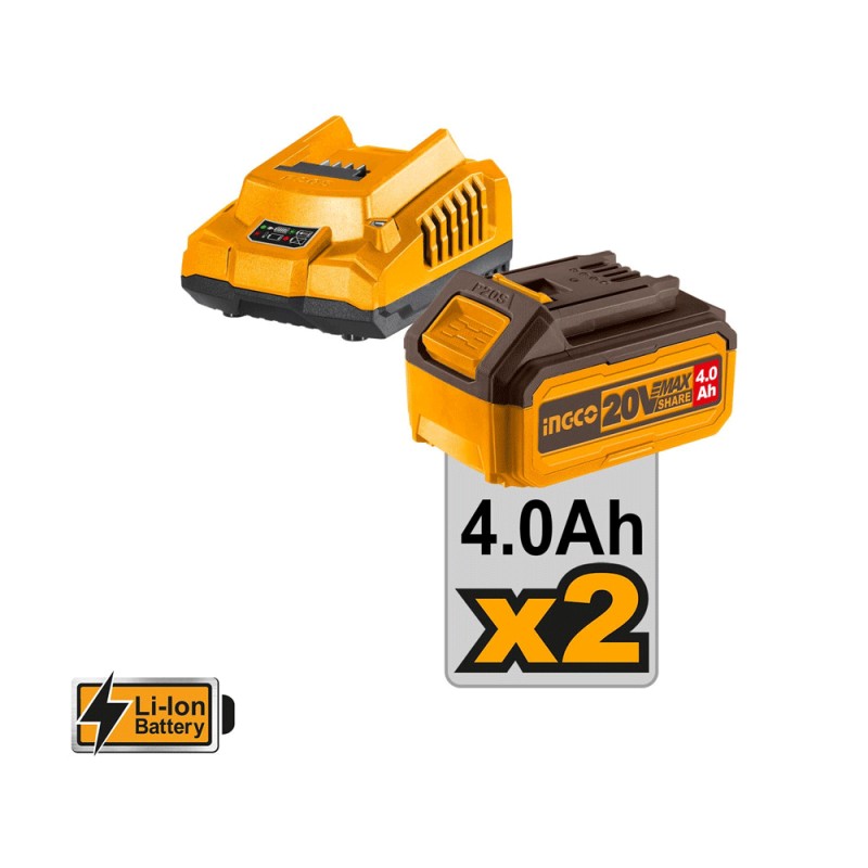 Γωνιακός Τροχός ΙΝGCO +2 μπατ 20V 